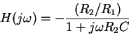 \begin{displaymath}H(j\omega) = - \frac{(R_2/R_1)}{1+j\omega R_2 C}
\end{displaymath}