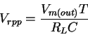 \begin{displaymath}V_{rpp} = \frac{V_{m(out)}T}{R_L C}
\end{displaymath}
